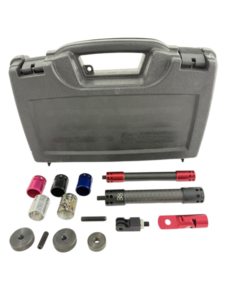 365 Archery 15 piece lot Carbon Fiber Bow Stabilizers & Weights Set & Plano Case