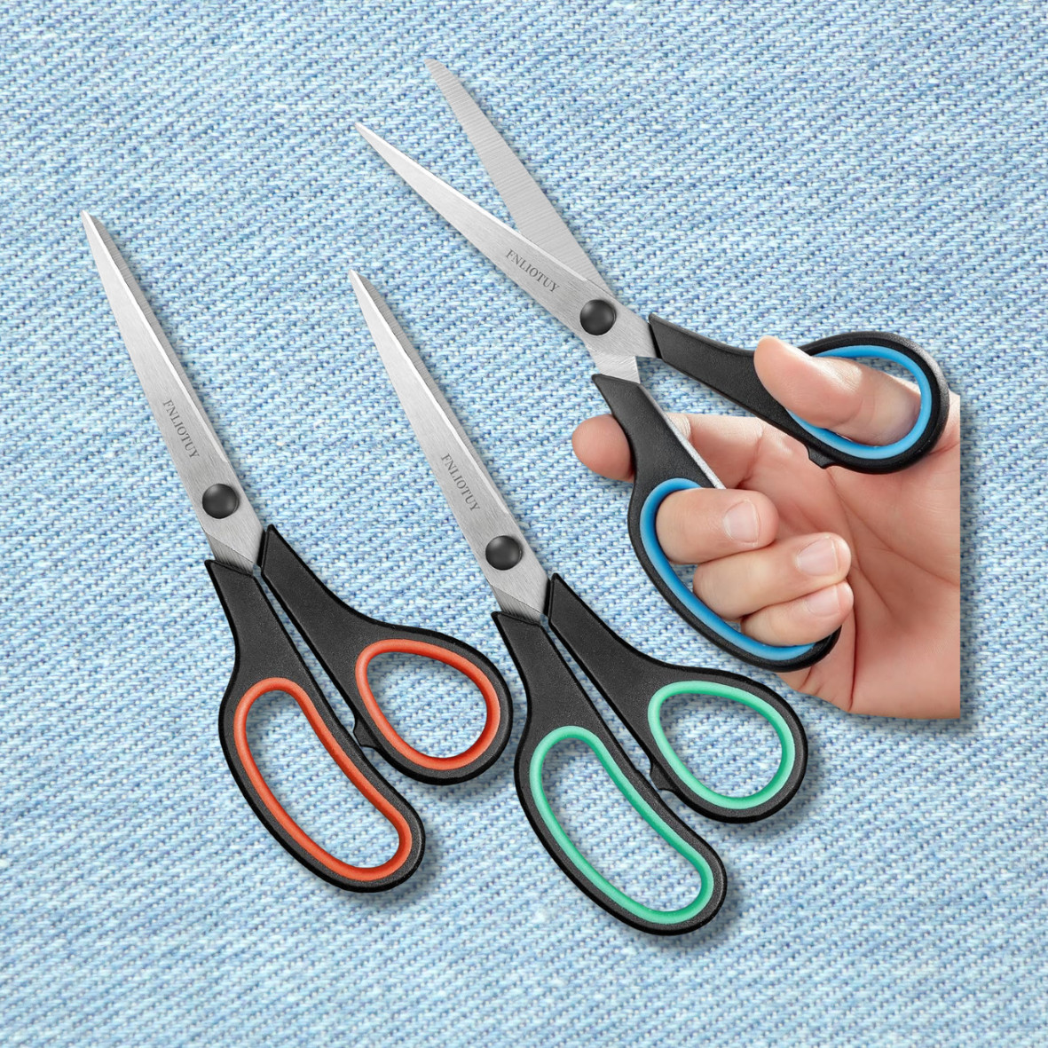 3-Pack Heavy Duty Scissors with Ultra Sharp Blades and Comfort Grip Home 8"