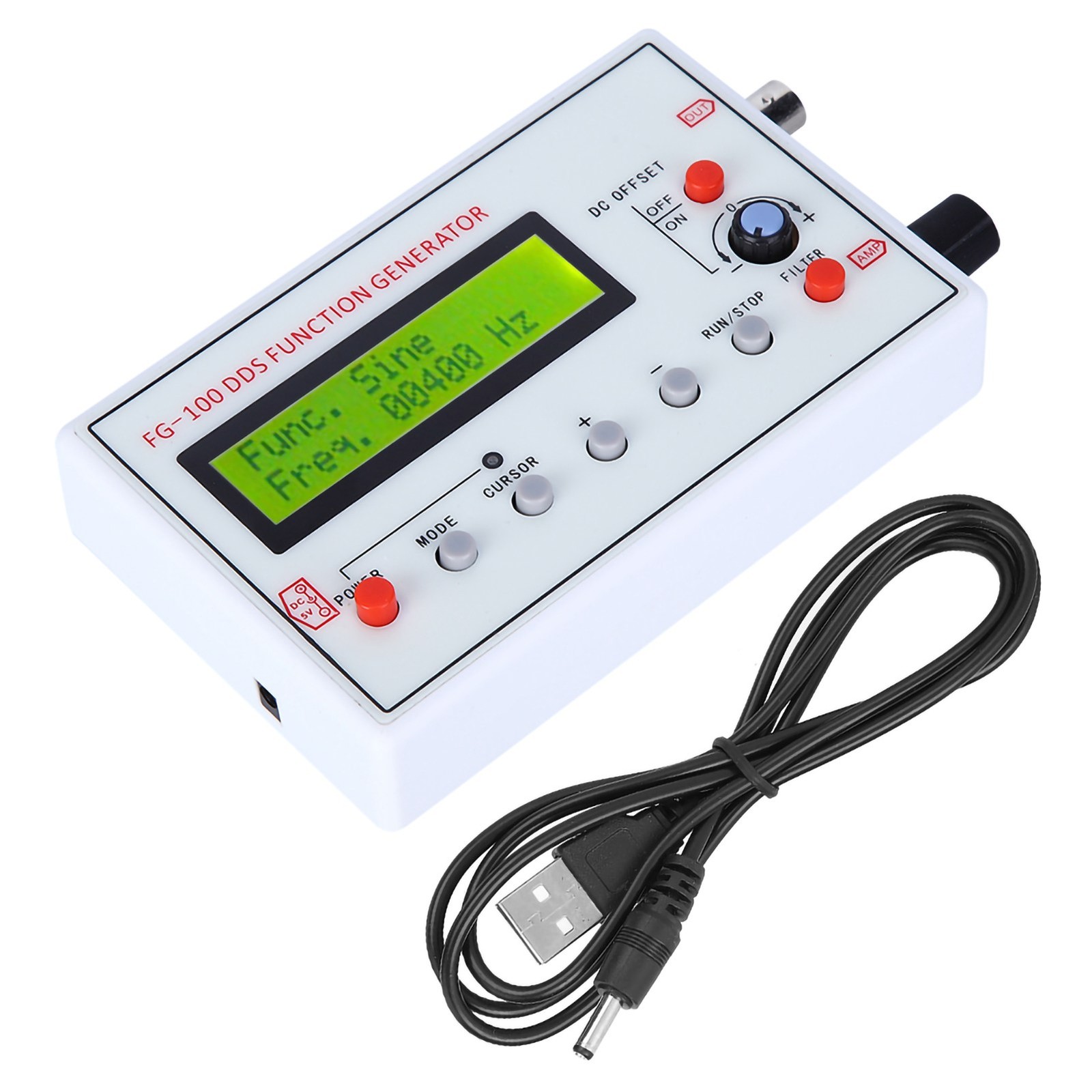 FG-100 DDS Function Generator Sine 1Hz-500KHz Counter Signal Source