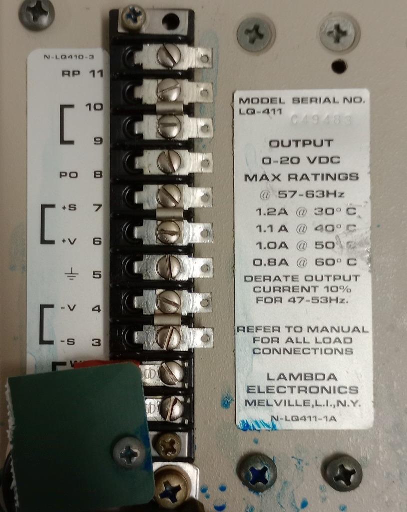 Lambda LQ-411 Regulated Power Supply 57-63HZ 0.8-1.2A 0-20VDC