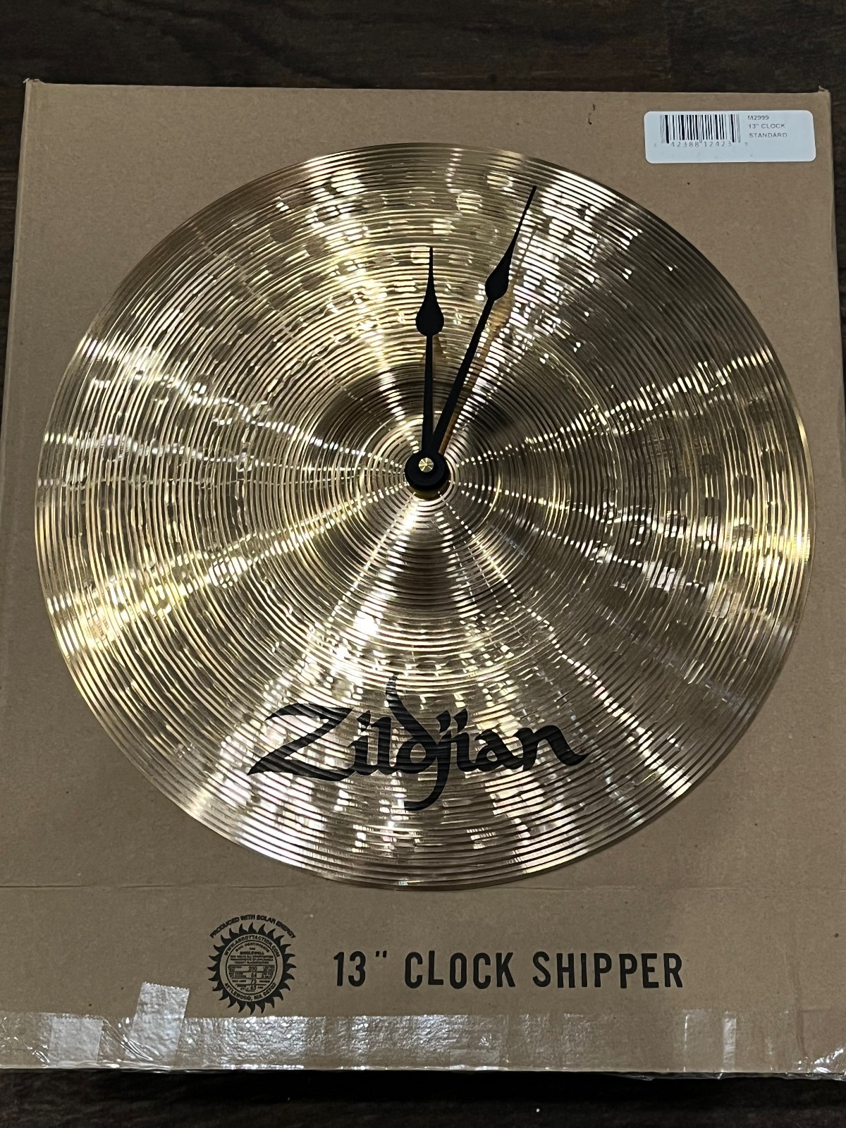 NEW! Zildjian 13" Cymbal Clock (M2999) Real Bronze Zildjian Cymbal! -Wall Hanger