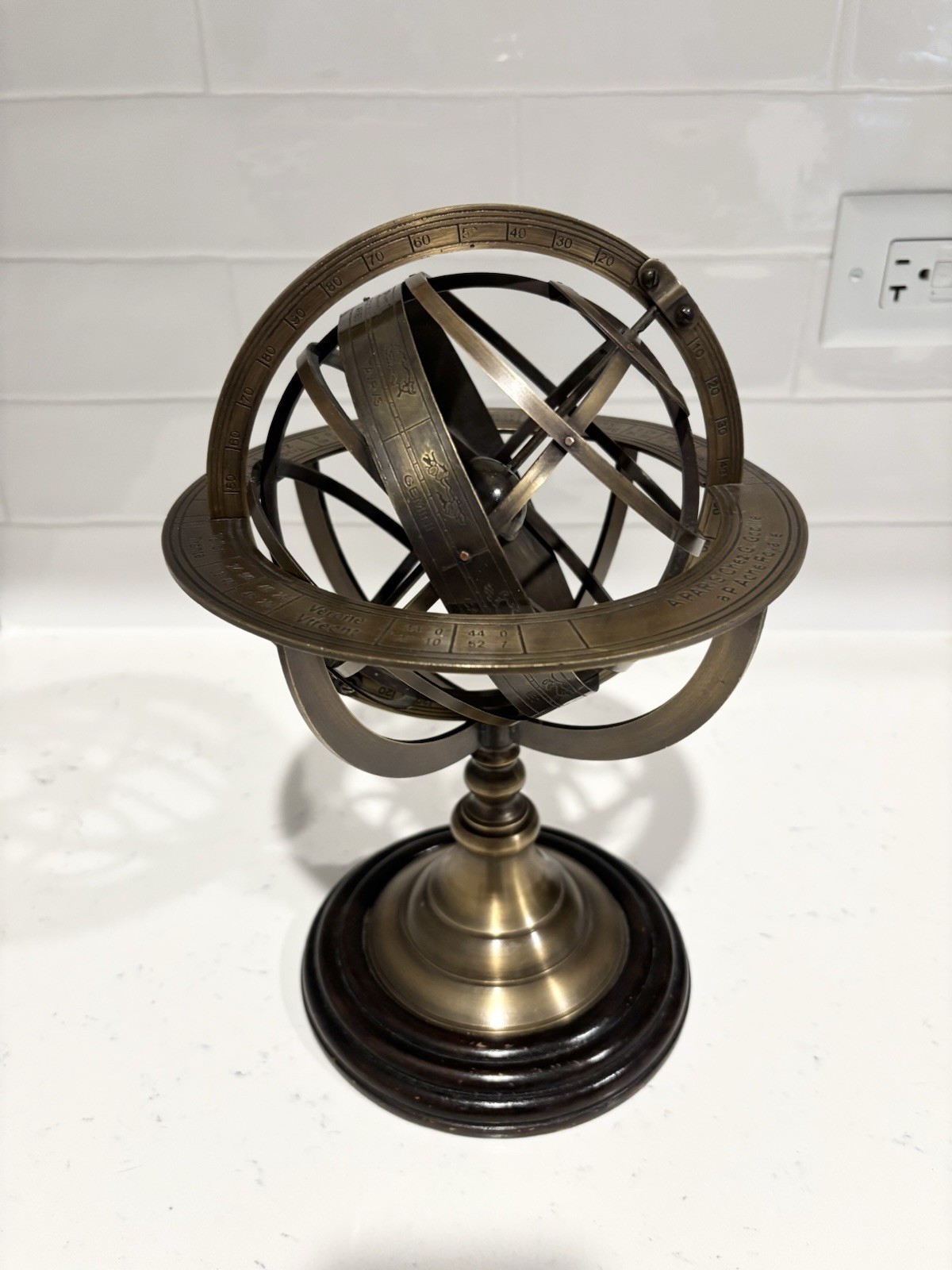 Bombay Nautical Antique Style Brass Armillary Zodiac Sphere Astrology Globe 11"
