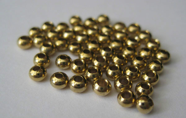 Brass Beads for Fly Tying  - Gold Color - 3/32" 2.5mm 50 pkg MAT225