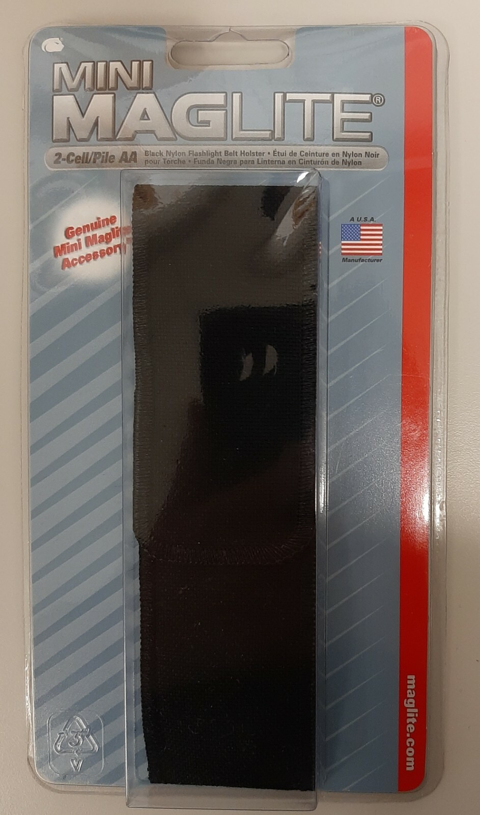 Mini Maglite Nylon Holster AM2A056 Hook & Loop Flap, Black