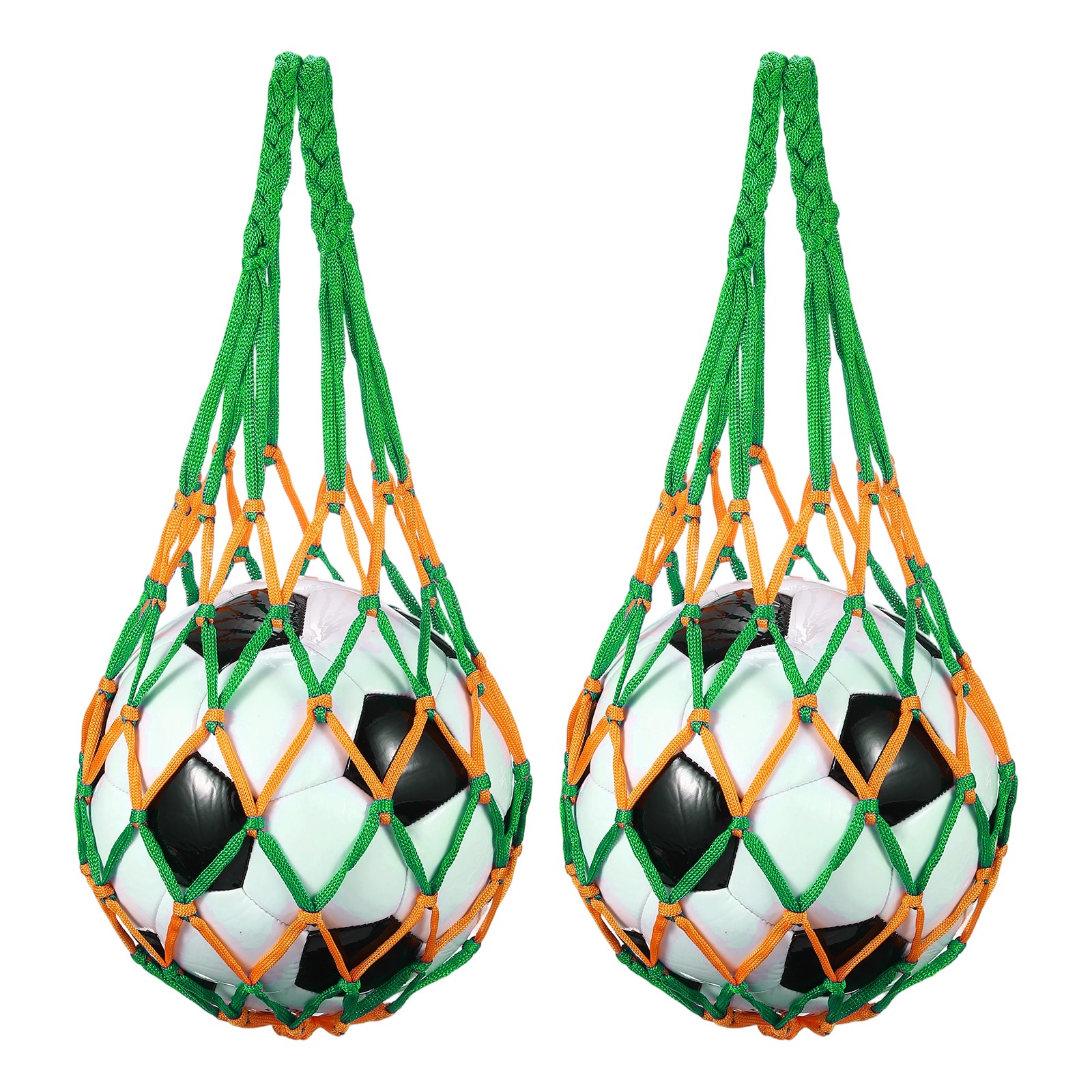 2 Pcs Basketball Net Bags, Nylon Soccer Ball Holder, Yellow/Green