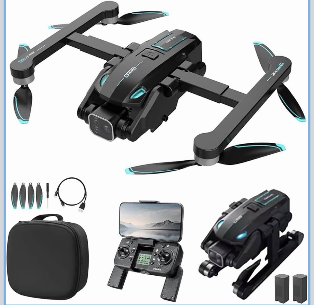 S188 GPS Drone 8K Camera FPV RC Quadcopter 5G WiFi Obstacle Avoidance 2 Battery