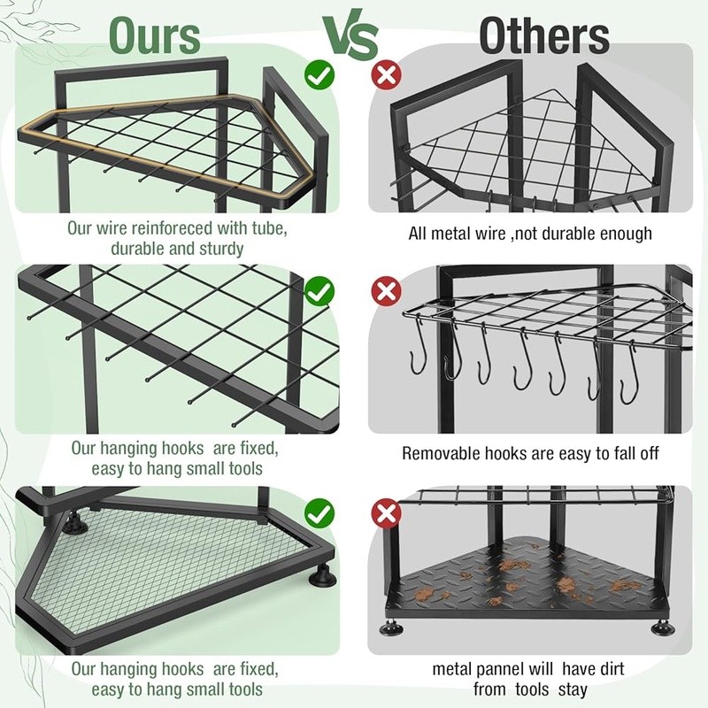 Corner Tool Rack Space Saving Metal Organizer Adjustable Feet Easy Assembly New
