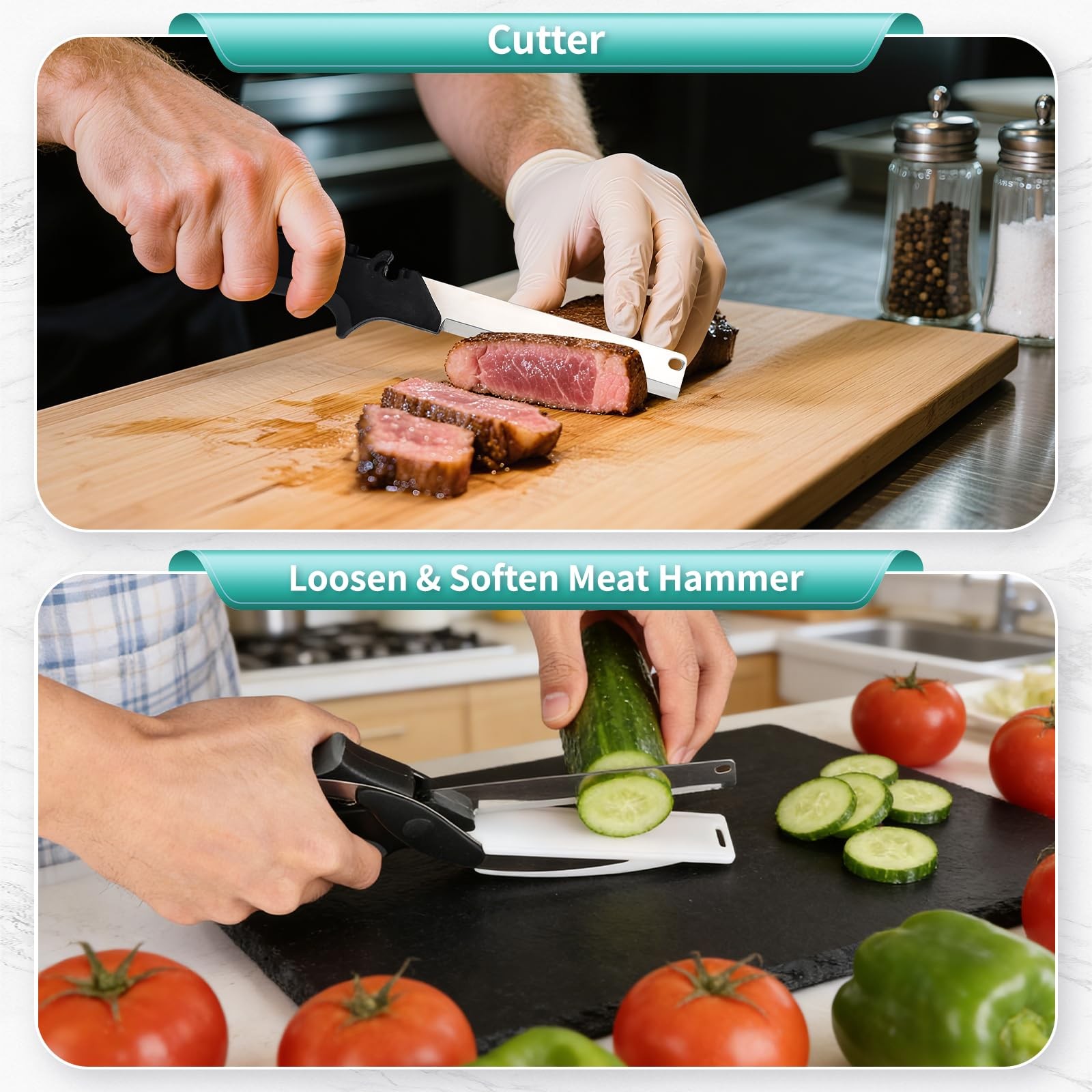 Professional 8-Inch Kitchen Shears with Built-in Cutting Board - Multi-Purpos...