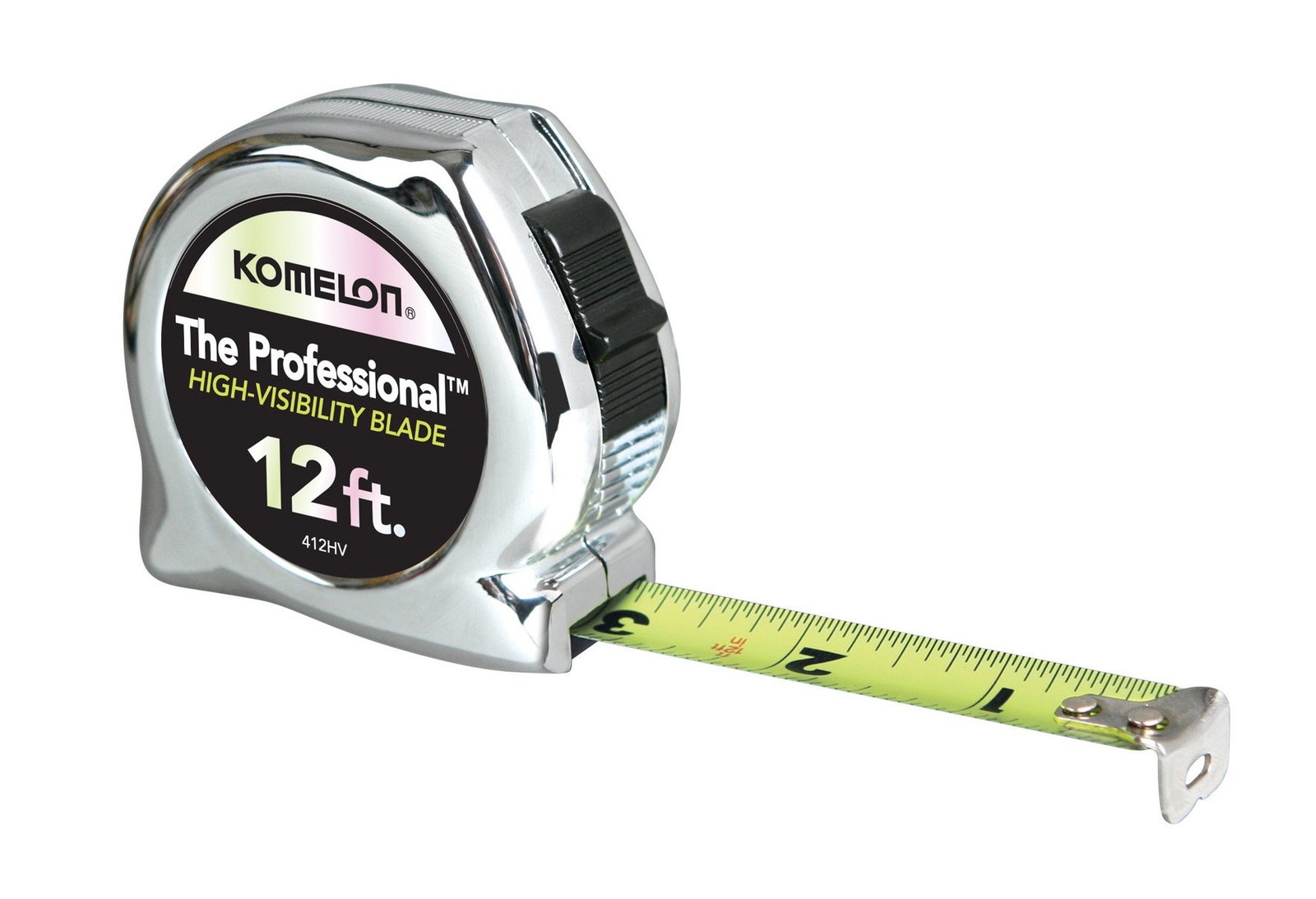 412HV High-Visibility Professional Tape Measure, 12-Feet by 5/8-Inch, Chrome,...