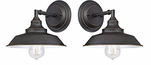 Ciata Iron Hill Oil Rubbed Bronze Finish with Metal Shade (2-Light Wall Fixture)