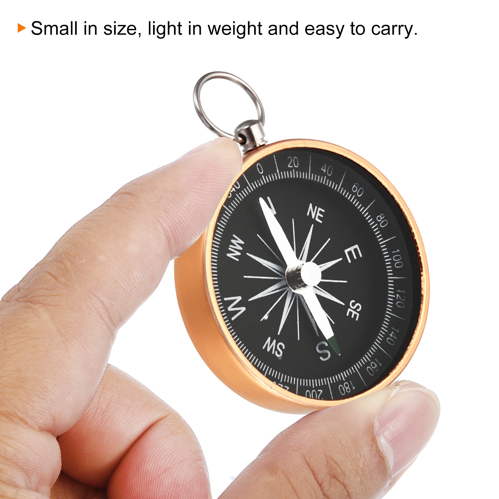 1PCS with Key Ring Pocket Compass Yellow