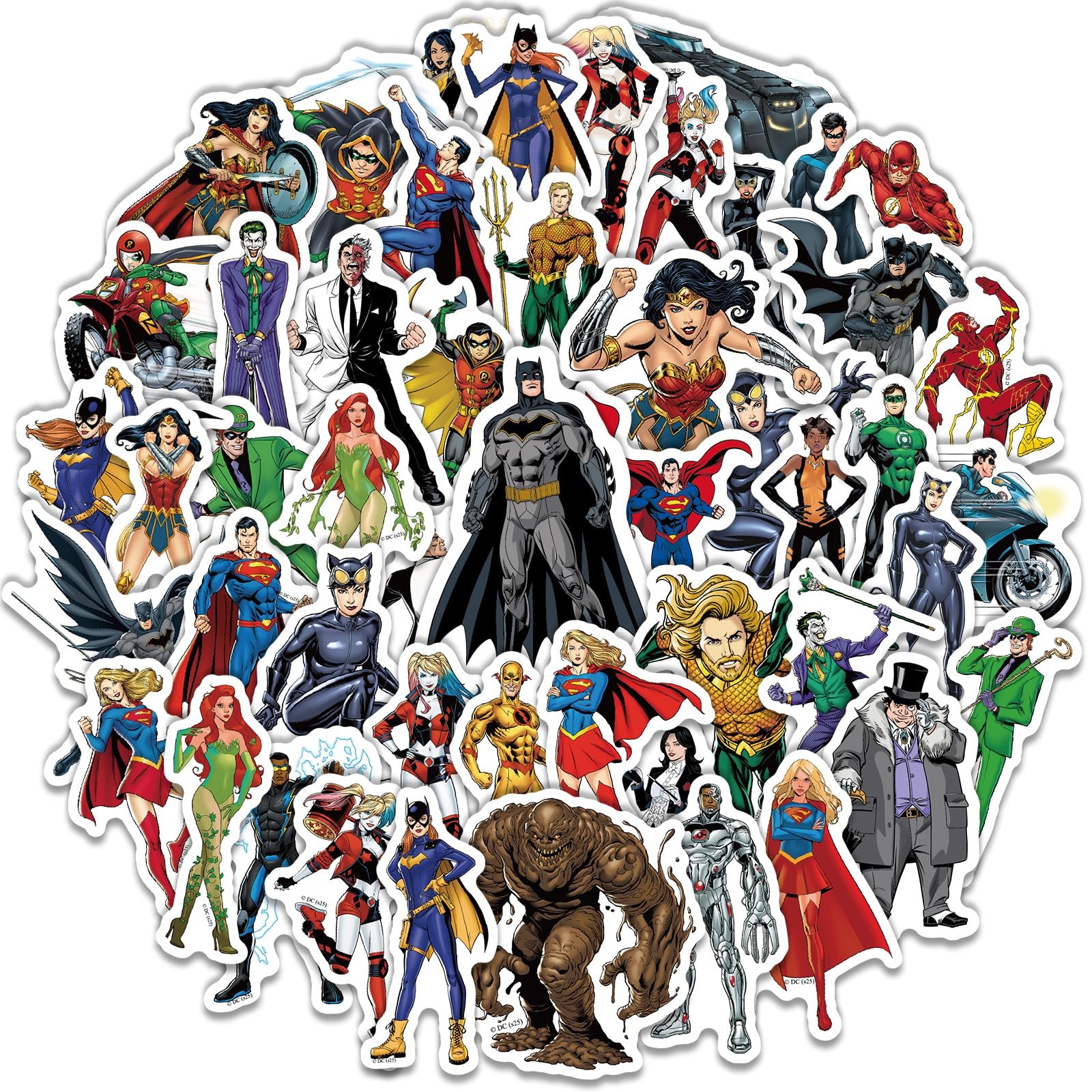 Classic Superhero Stickers, 50-Piece Hero Stickers for Water Multicolor