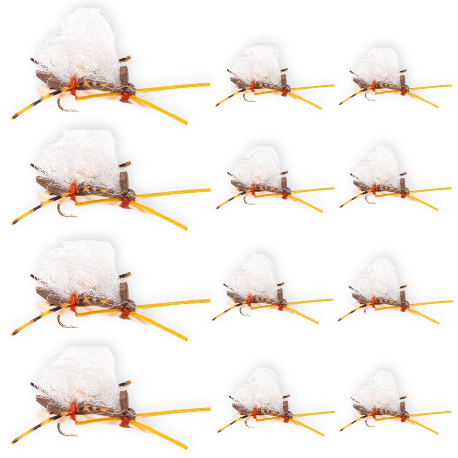 1 Doz (12) Flies Chubby Chernobyl Hopper Dry Fishing Fly - Hook Size 10-12