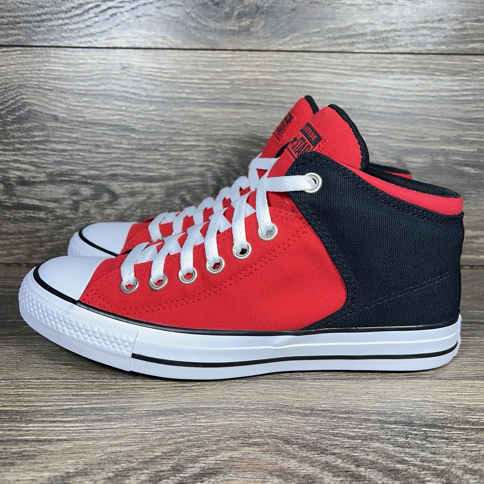 Converse Mens Chuck Taylor All Star High Street Mid Red Black Shoes Sneakers New
