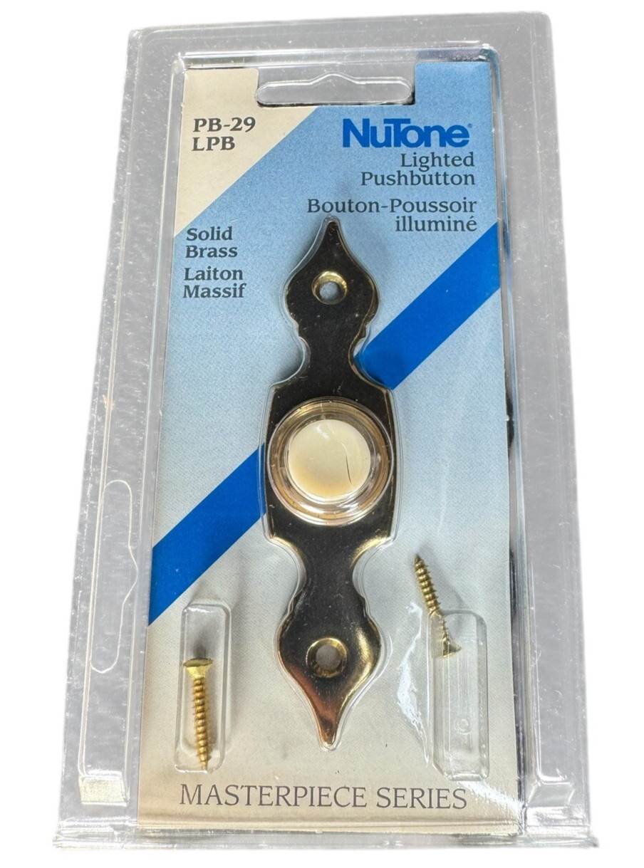 NuTone PB-29LPB Pushbutton Lighted Door Bell Solid Brass Polished **Please Read*