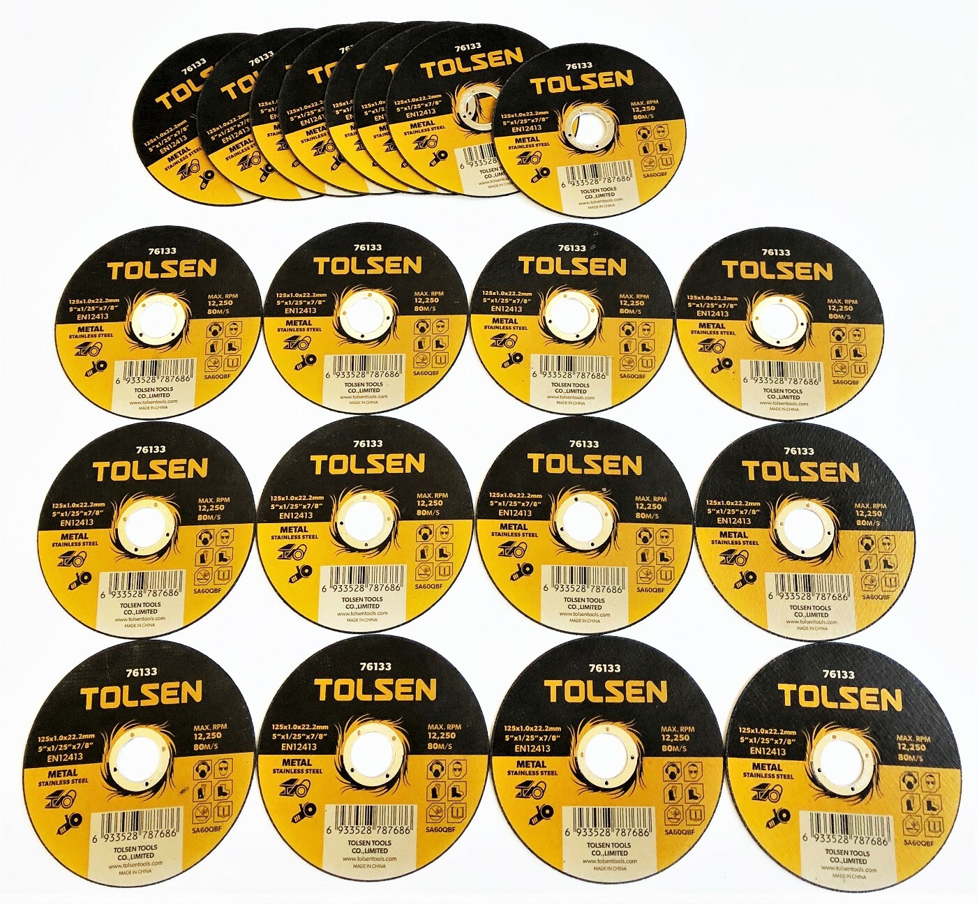 50 TOLSEN 5" X 1/25" FLAT METAL CUT OFF CUTTING WHEELS STAINLESS STEEL 76133