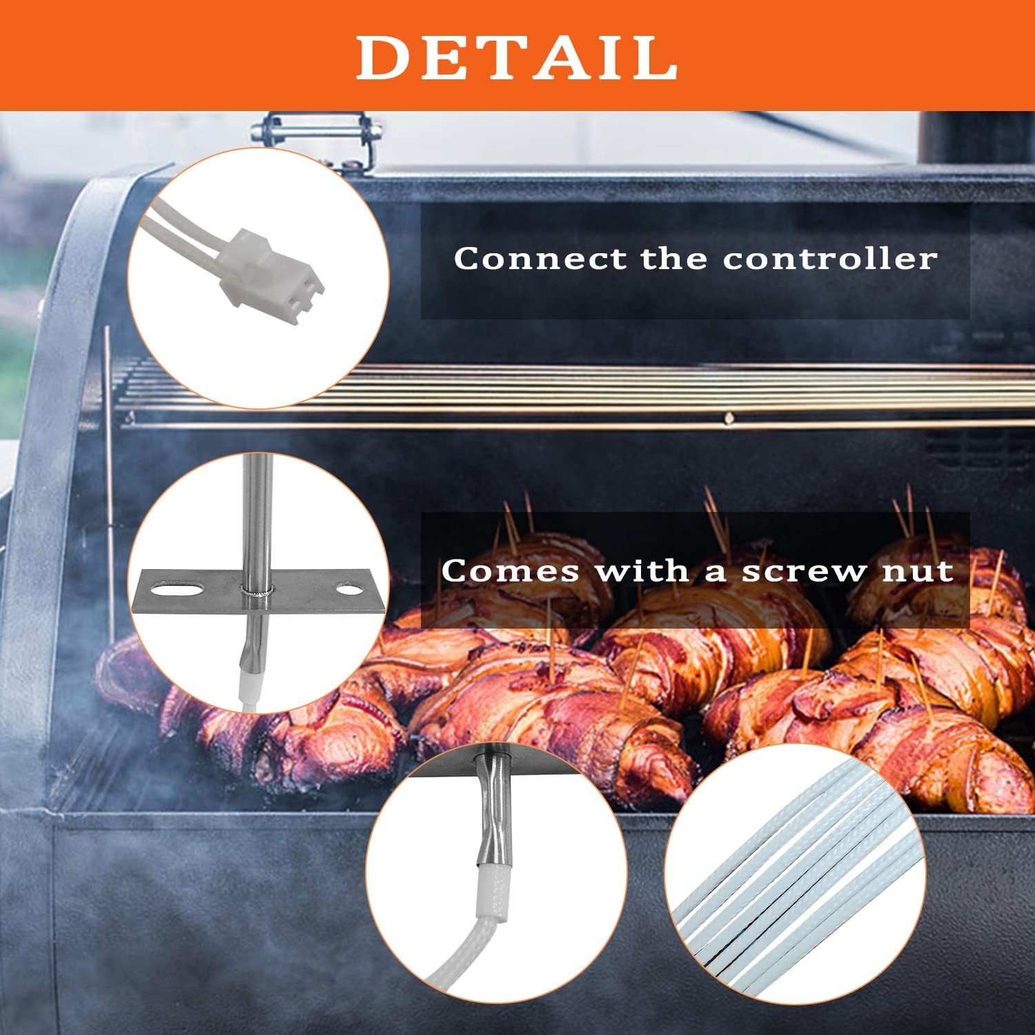 "Replacement for RTD Temperature Sensor Probe, Compatible with Camp Chef Wood Pe