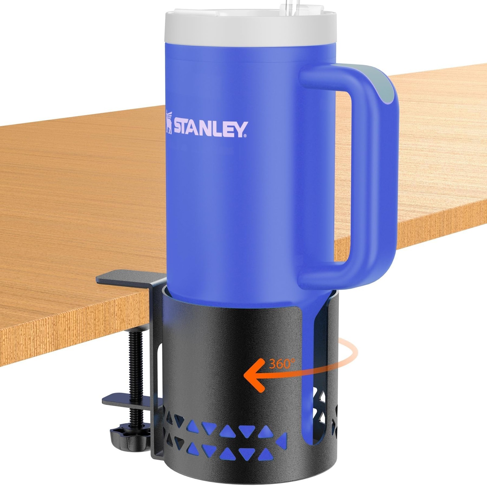 Deep Desk Cup Holder Clamp for Table,360° Rotating Anti-Spill Cup Holder fo
