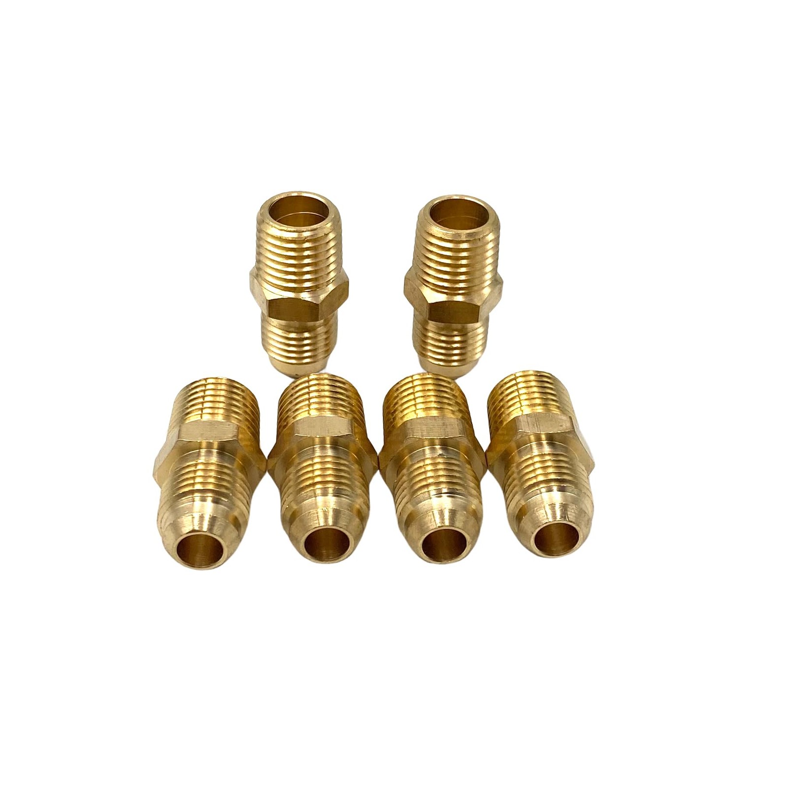 6 Pcs Brass Couples Tube Fittings, 5/16 Inch Flare to 1/4 Inch NPT Male Tube ...