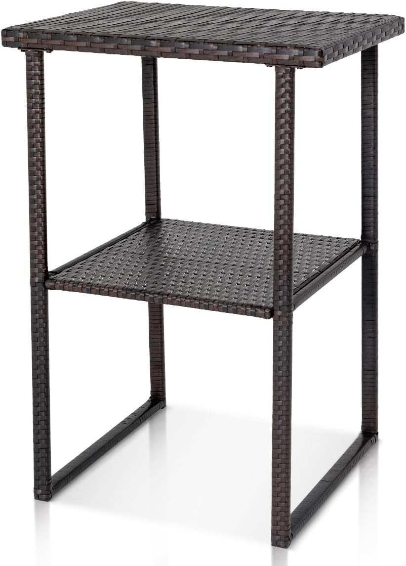 Wicker Bar Table, 36 Inch Counter Height Patio High Top Dining Table, Rattan Bis
