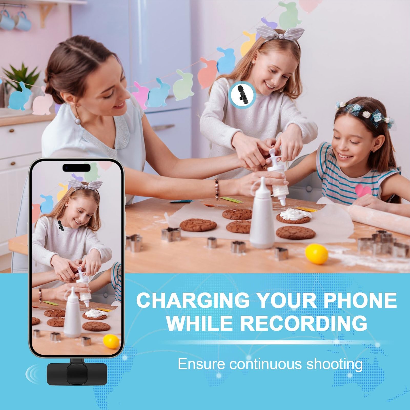 Wireless Microphone for iPhone 17 Pro Max/16/16e/16 Plus, Mini Lavalier Black