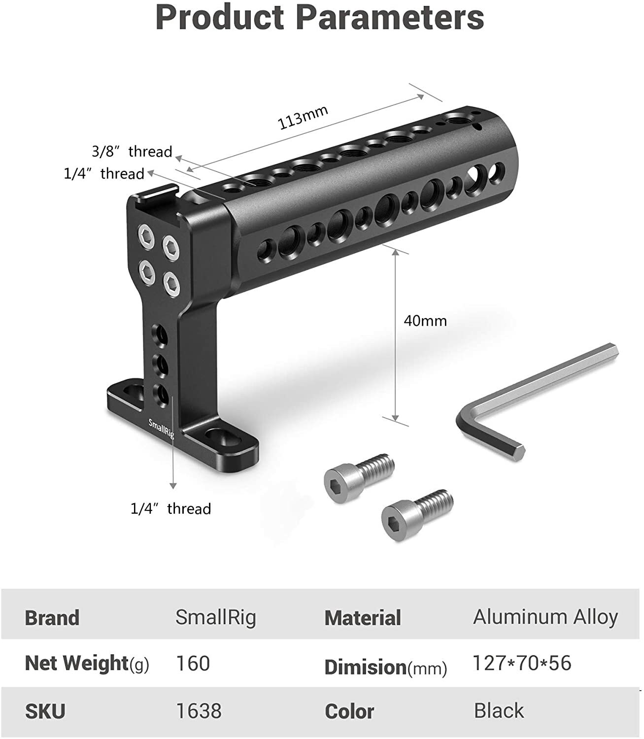 SmallRig Camera Top Handle Grip DSLR Cage Handle with Cold Shoe Mount for Camera