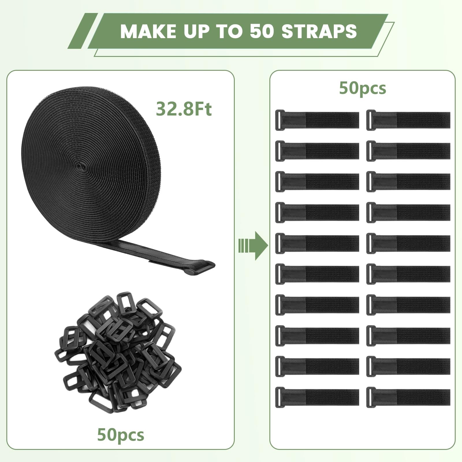 Heavy Duty Hook and Loop Straps with Non-Slip Rubber Backing | 1in x32ft with...