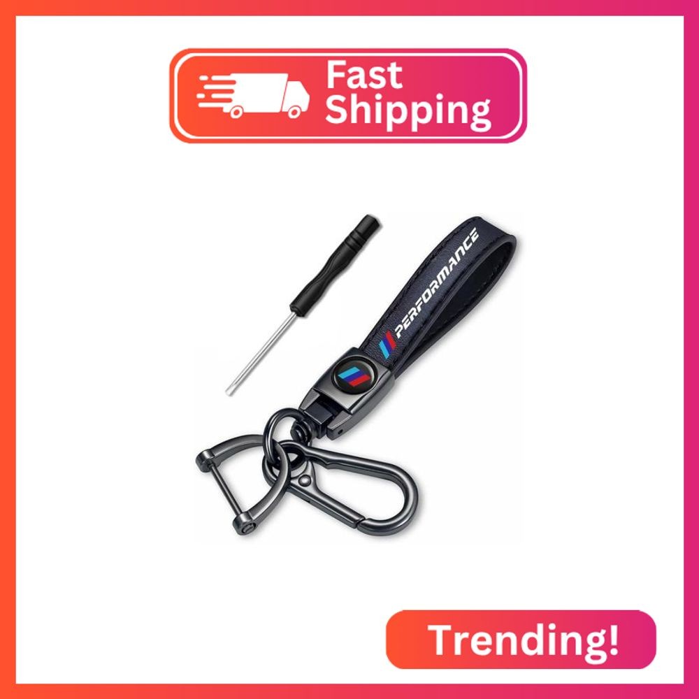QOMAGO Car leather alloy keychain keyring M 3 color Keychain Keyring accessories