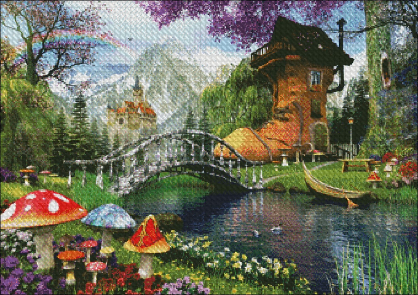 The Old Shoe House - DIY Chart Counted Cross Stitch Patterns Needlework DMC