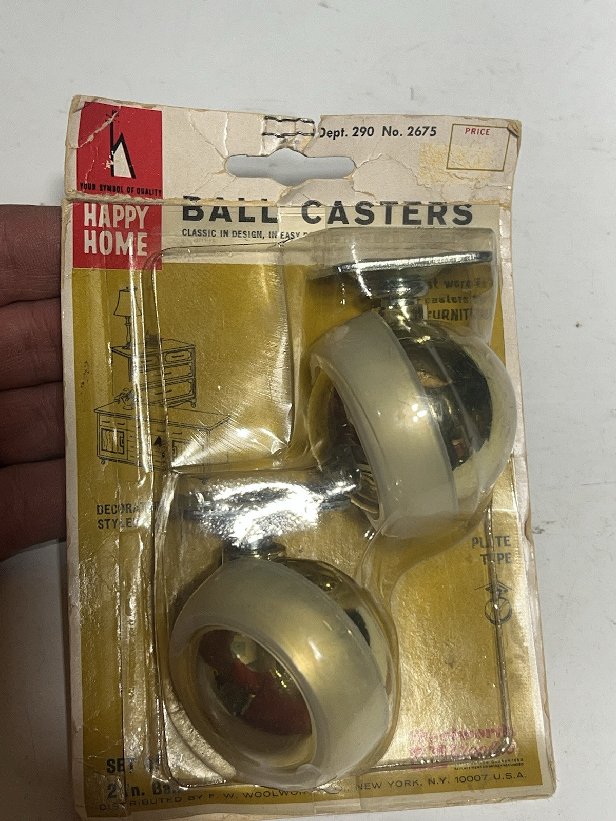 2-pk NOS New 2 inch Woolworth Furniture Ball Caster 2” MCM