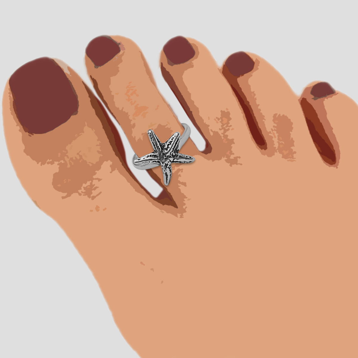Sterling Silver Starfish Toe Ring 925 Adjustable Beach Jewelry