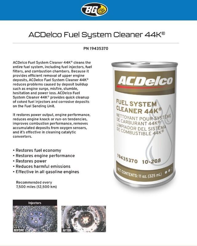 Genuine Fuel System Cleaner 44k Acdelco 11oz 19435370