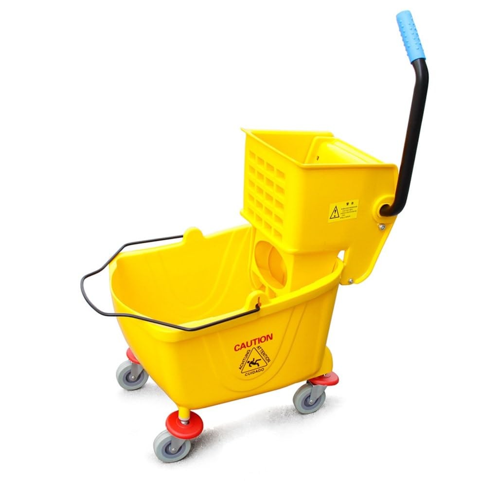 26-Quart Yellow Mop Bucket with Side Press Wringer