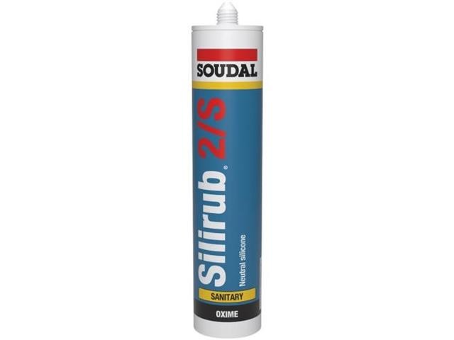 Soudal Silirub 2S 2/S Food Grade Sanitary 100% Silicone Sealant Cartridge 300ml