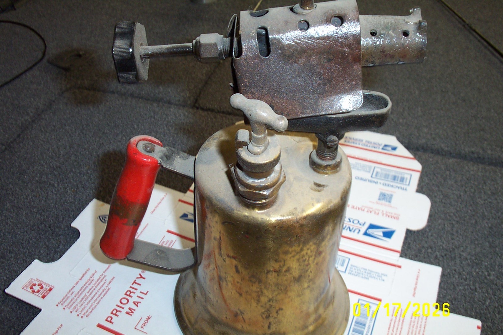 ANTIQUE BRASS BLOW  TORCH CLAYTON & LAMBERT old gas complete