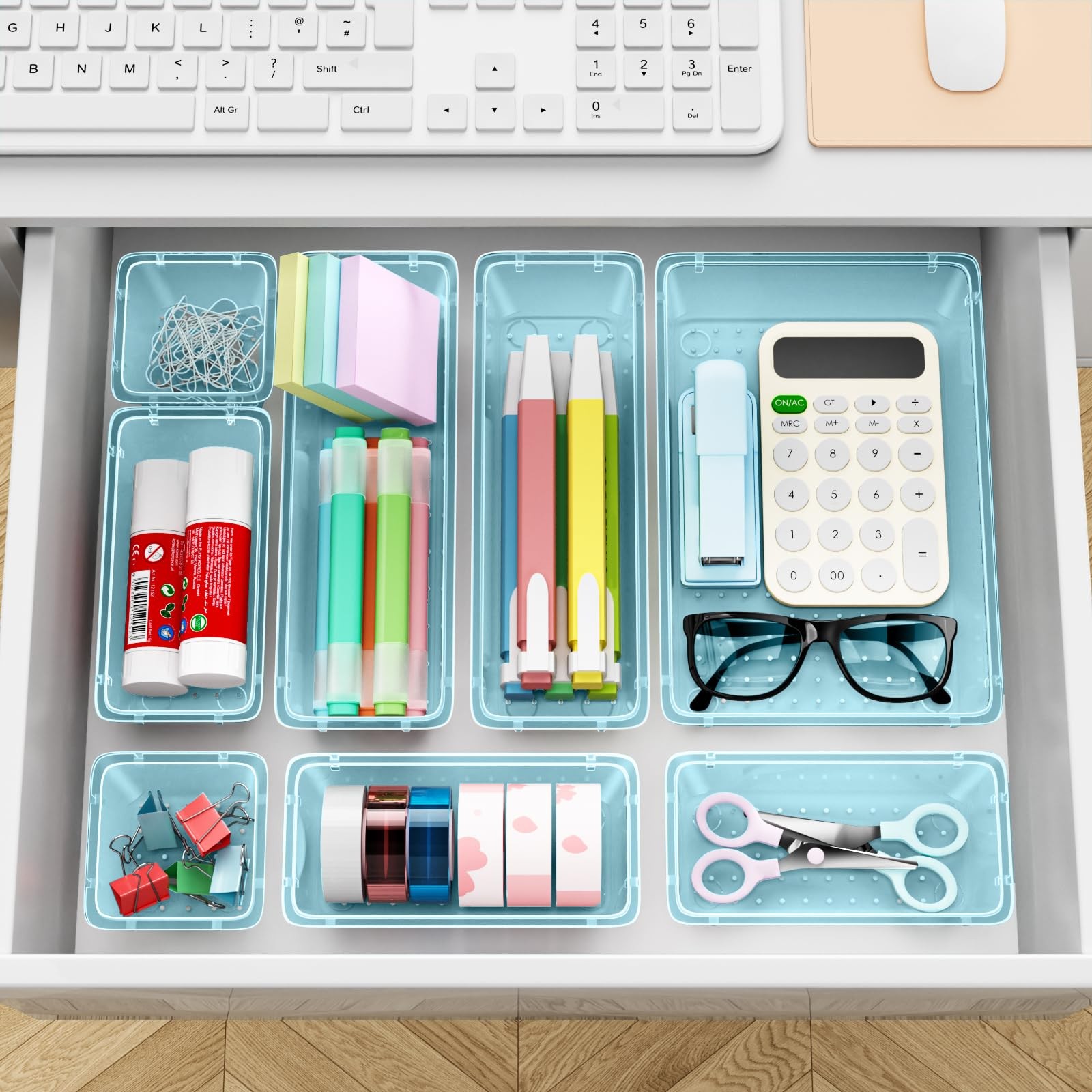 12Piece Drawer Organizer Set Versatile Plastic Storage for Makeup, Office,