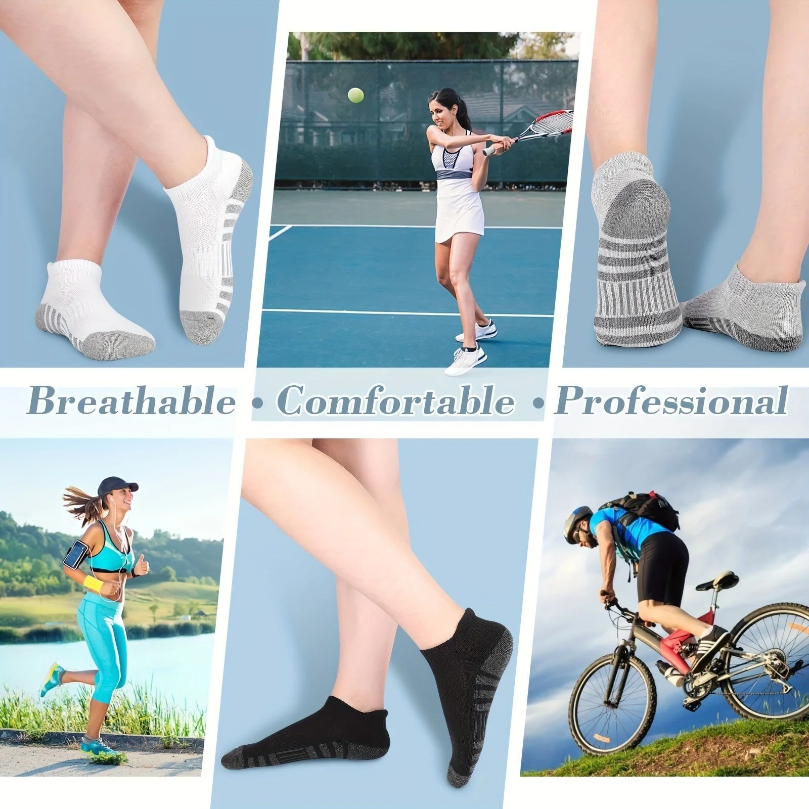 12 Pairs Men's Mesh Breathable Sports Socks Low Cut Solid Color Casual