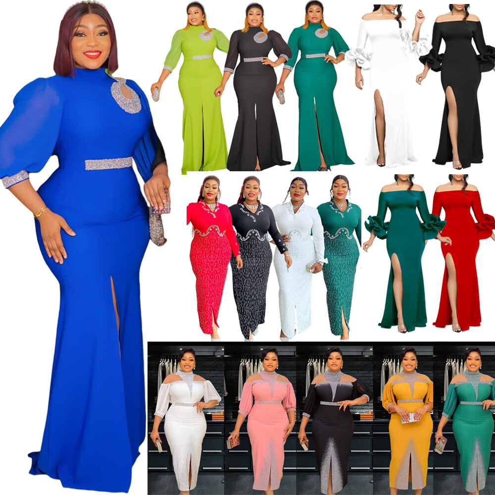 Women African Party Bodycon Dresses Elegant Plus Size Wedding Evening Gown Prom
