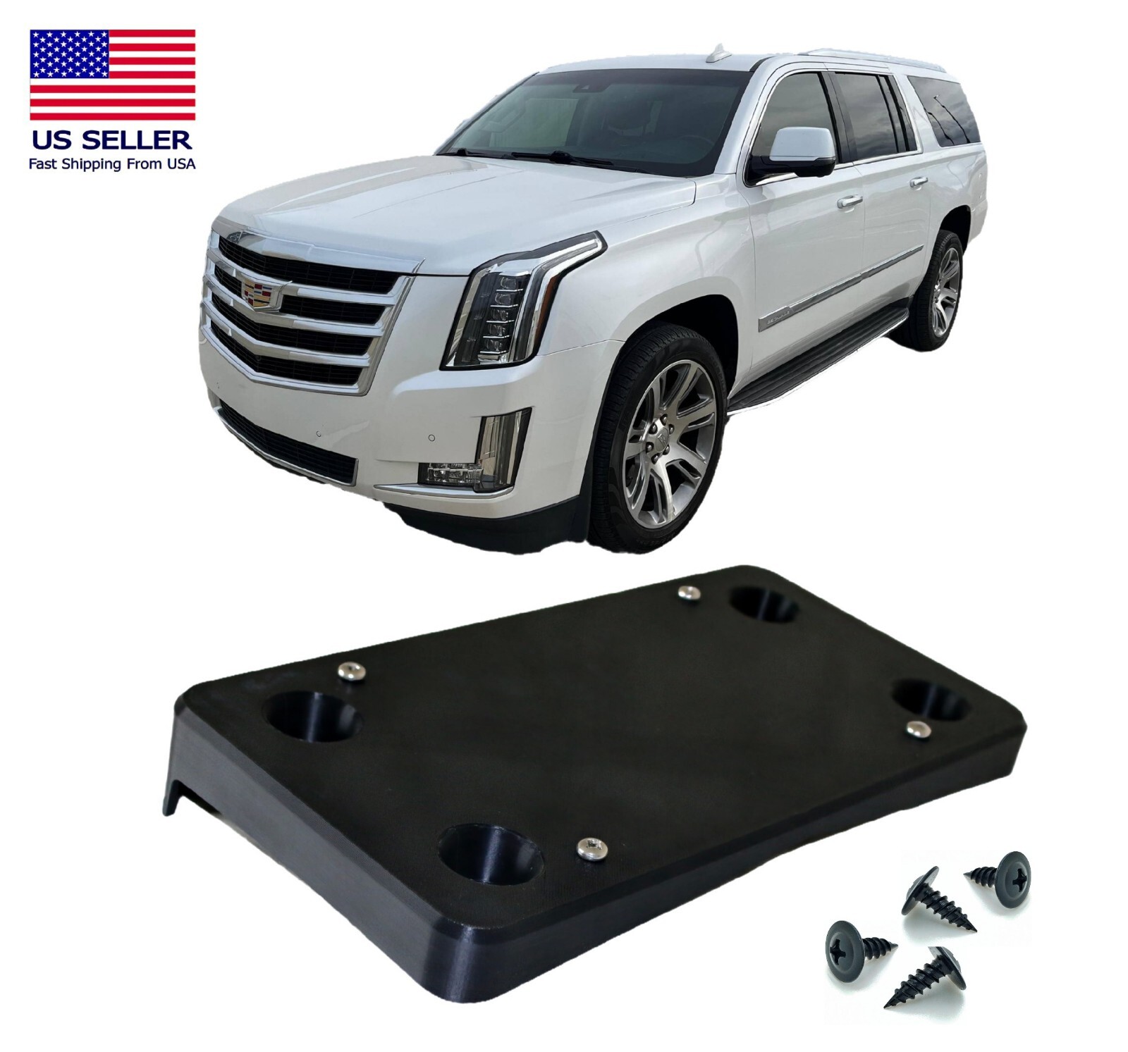 Front Bumper License Plate Holder Bracket for 2015 - 2020 Cadillac Escalade ESV