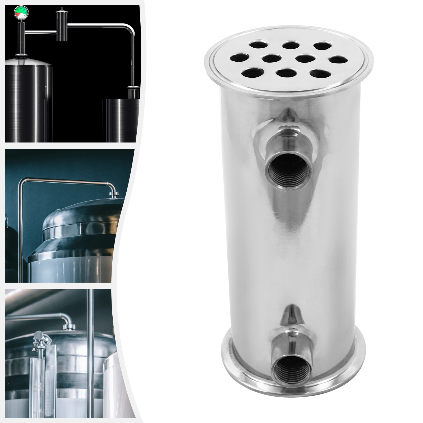 304 Stainless Steel 3" Tri Clamp Condenser with 10 Holes for Distillation