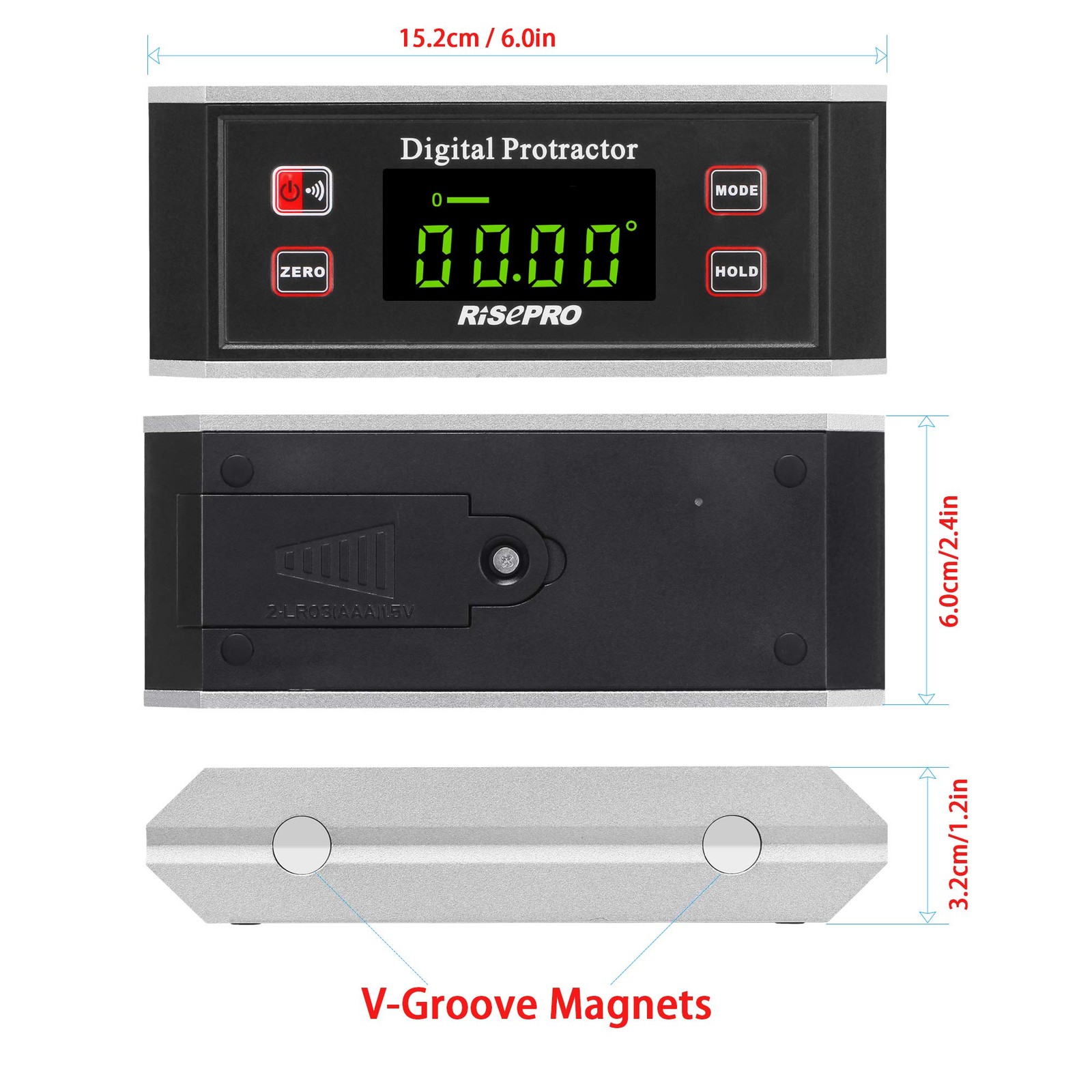 Inclinometer, ® Digital Protractor Angle Finder Level Inclinometer Magnetic V...