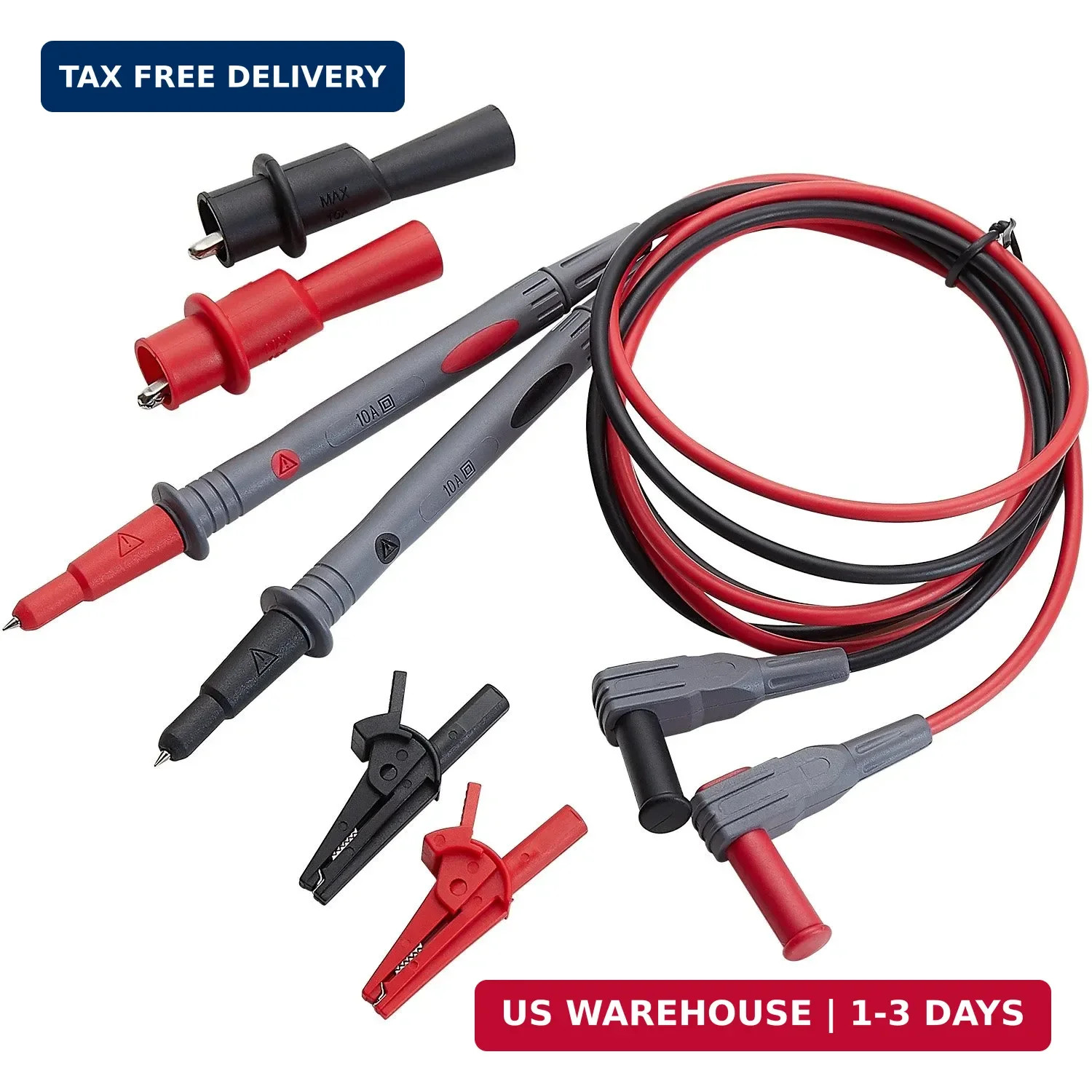 Multimeter Lead Set with Threaded Safety Clips - CAT III Certified
