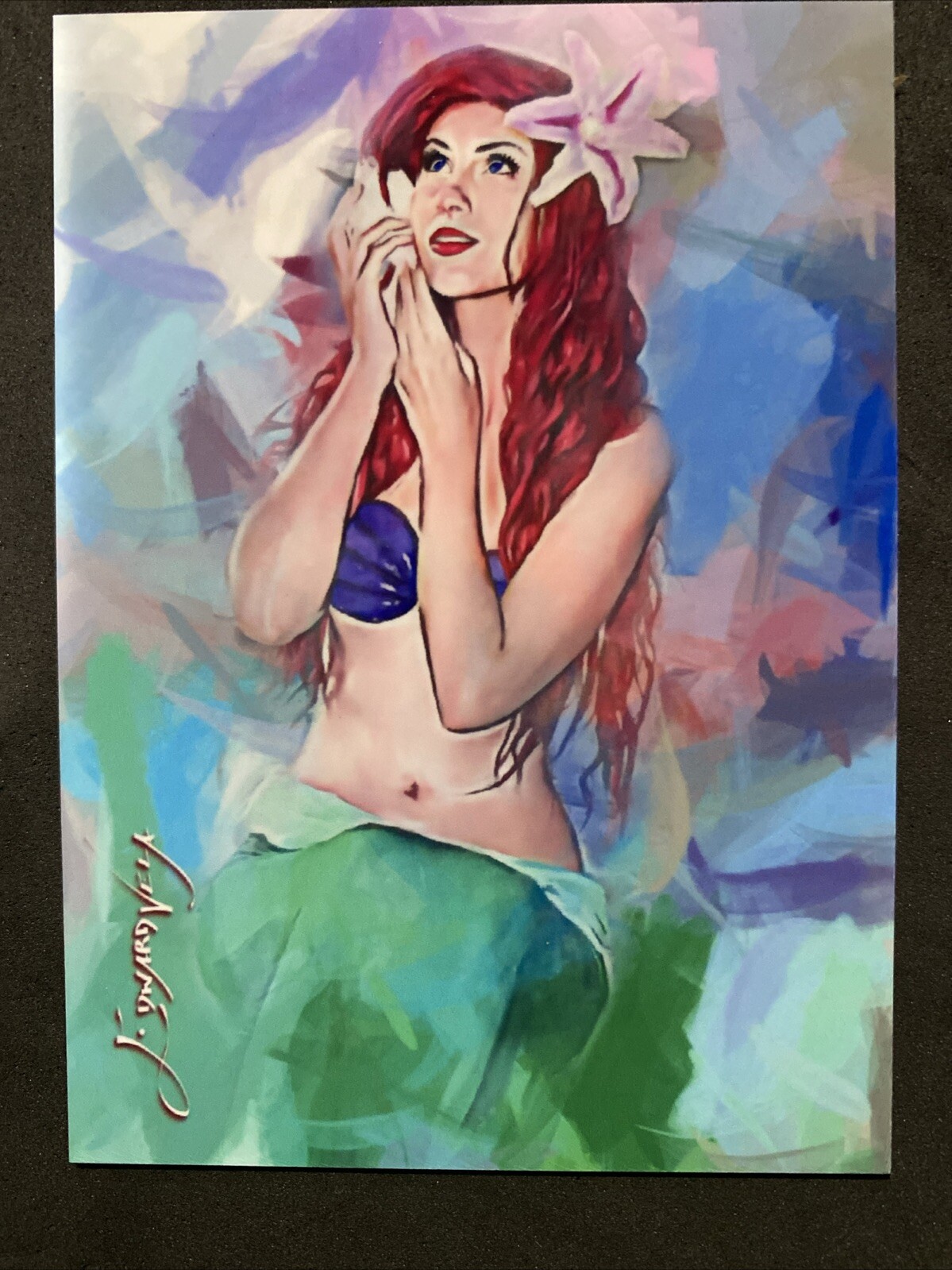 Ariel, the Little Mermaid Art Card Limited  xx/50 Edward Vela Signed 2020.