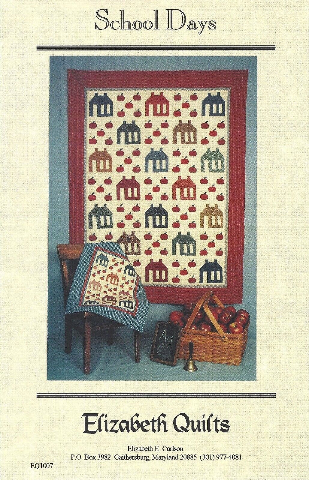 (NEW) SCHOOL DAYS Quilt Patterns 44 x 58" & Wall Quilt 17x24 By Elizabeth Quilts