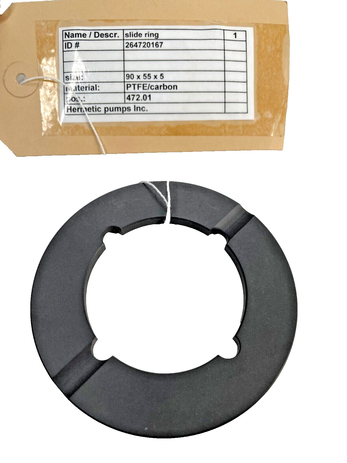 HERMETIC PUMPS PN: 264720167, Slide Ring, Size 90 x 55 x 5 (mm), PTFE / Carbon