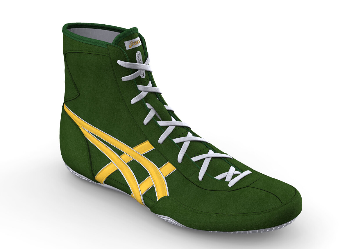 asics Boxing Wrestling Shoes Green Yellow Line White NEW EX-EO TWR900 Next