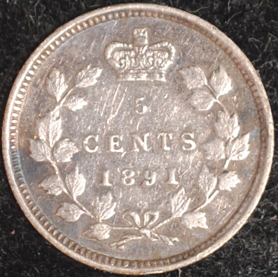 1891 Canada 5 Cents VF