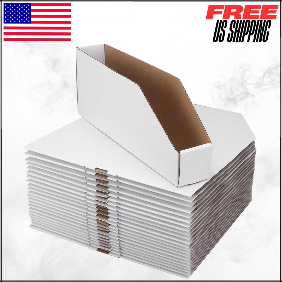 Cardboard Storage Bins Boxes Easy Assembly Organizer 12"x2"x4.5" 35PK