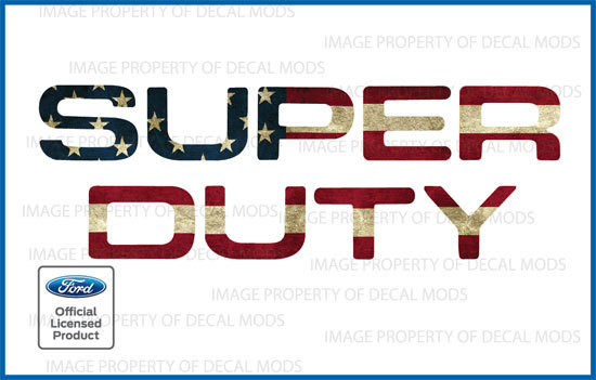08-16 F250 Super Duty GRILLE HOOD Letters Decal Stickers AMERICAN FLAG WORN Ford