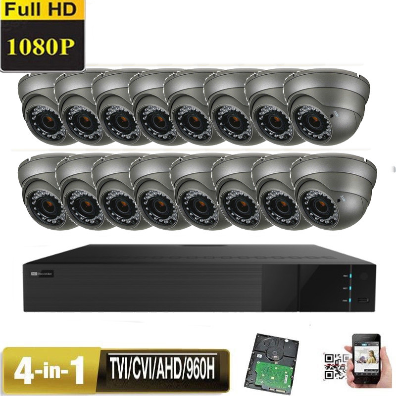 16CH 1080P DVR Sony CMOS 4-in-1 960H 960H 2.6MP Varifocal OSD/6* Security Camera